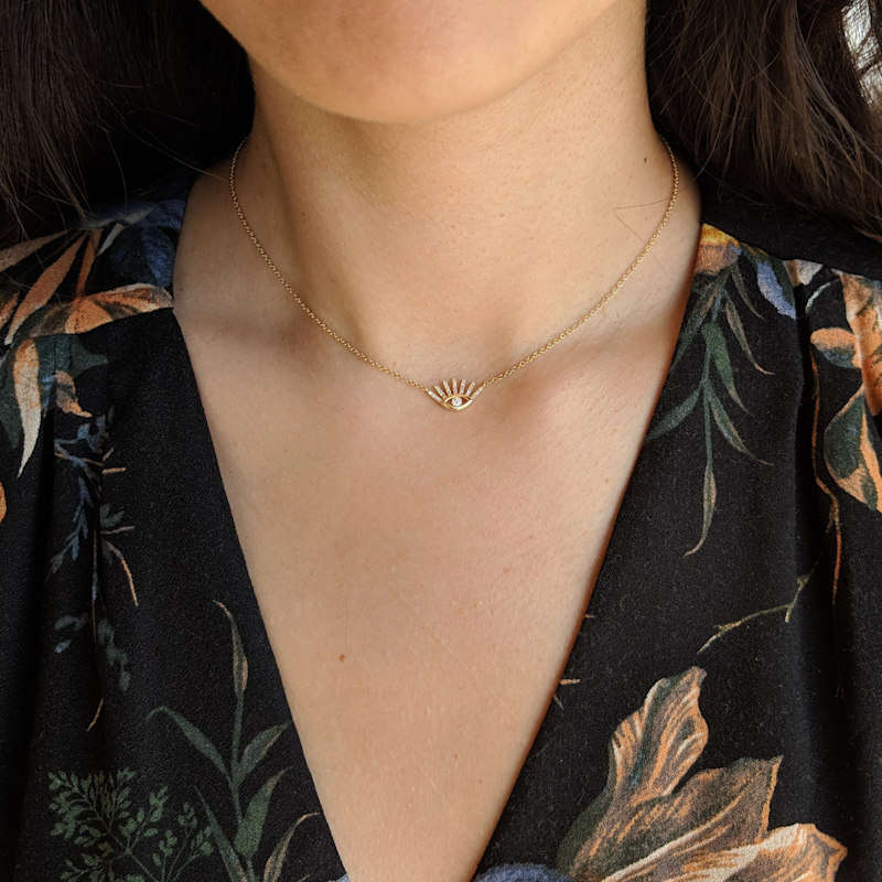 Thumbnail of Diamond Evil Eye Necklace With Lashes In Gold image