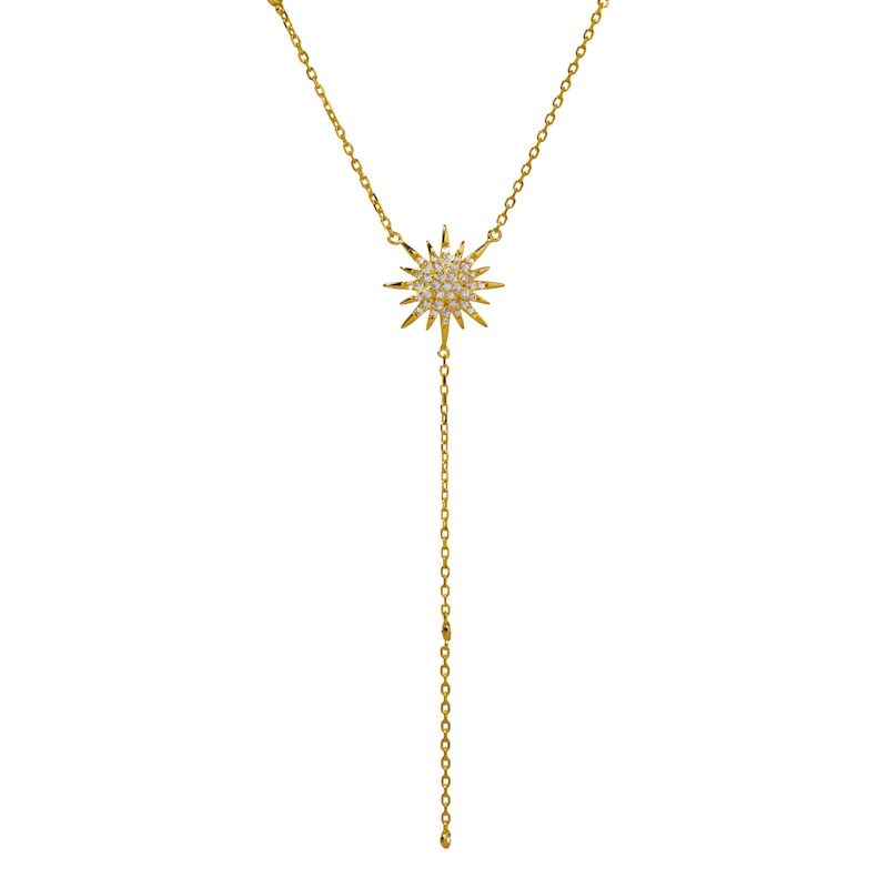 Diamond Gold Sun Pendant Fashion Design Necklace Gold Ebru