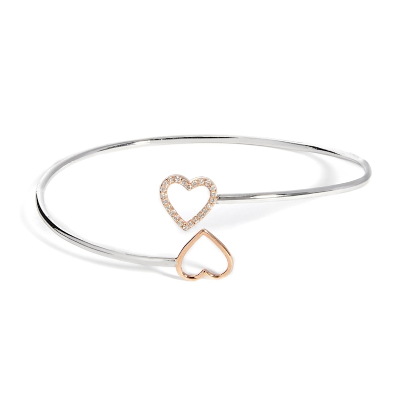 Thumbnail of Diamond Open Heart Bangle image