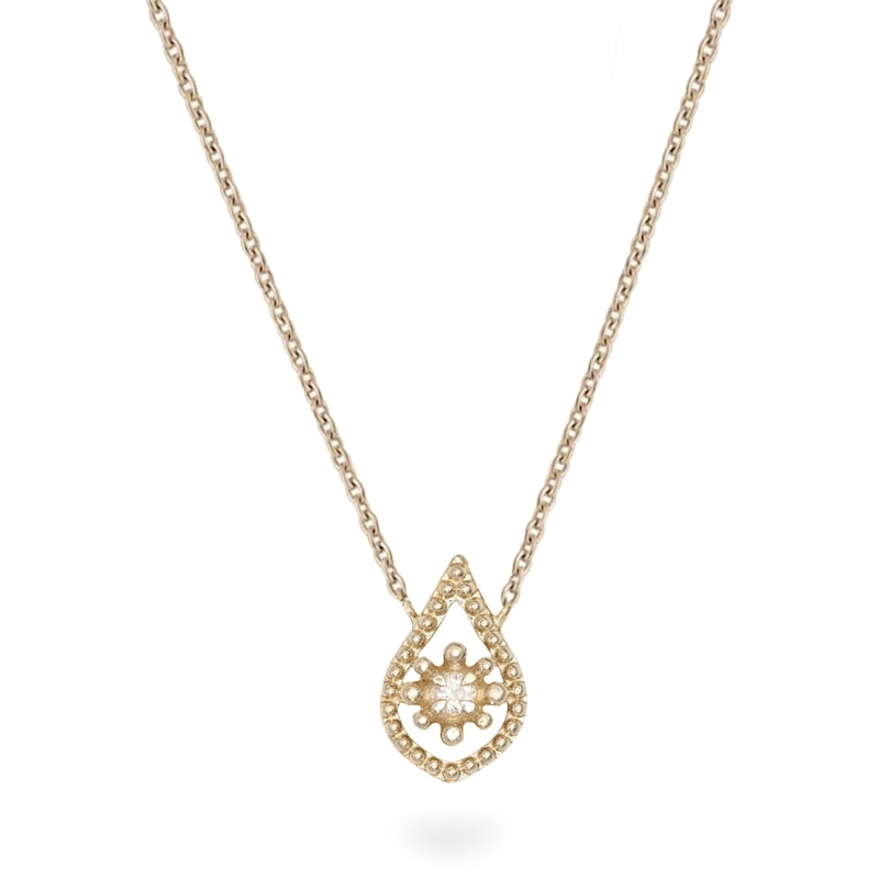 Diamond Paisley Teardrop Necklace 9K Gold | Zohreh | Wolf & Badger
