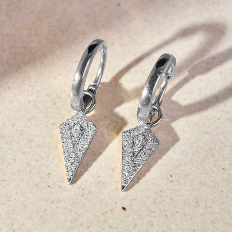 Thumbnail of Huggie Hoop Earring 9K White Gold image