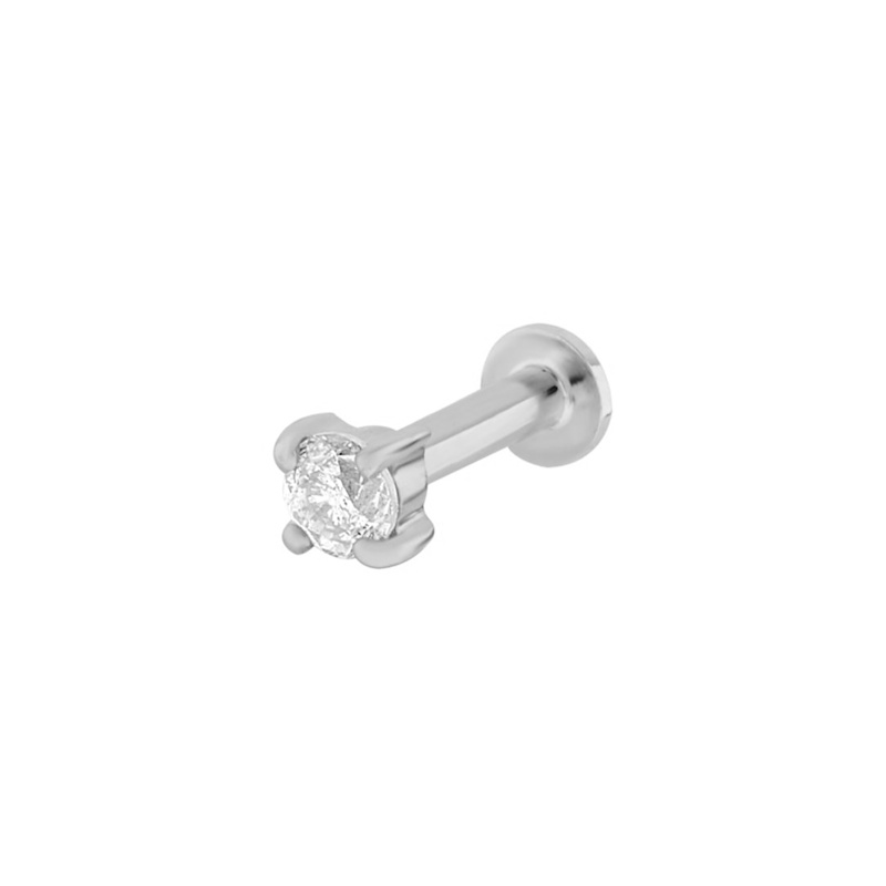 Thumbnail of Diamond Solitaire Flat Back Earring 14K White Gold image