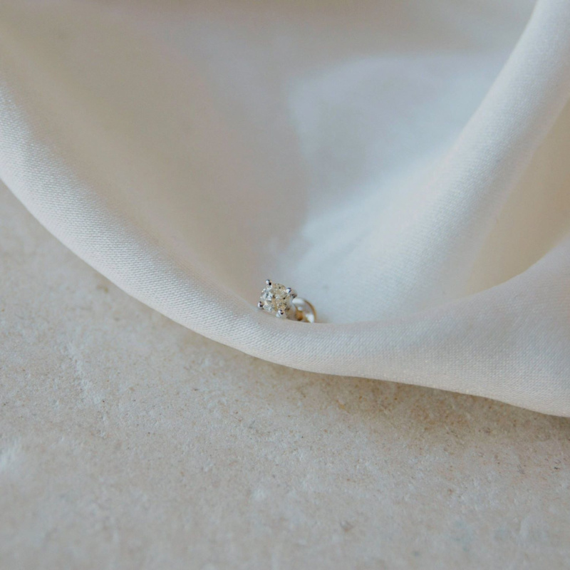 Thumbnail of Diamond Solitaire Flat Back Earring 14K White Gold image