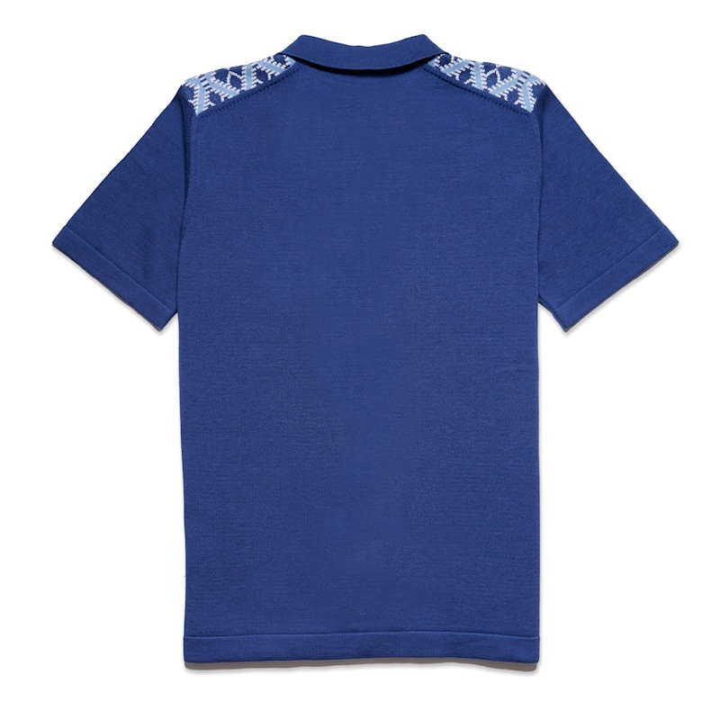 Thumbnail of Diamond Weave Knit Polo Shirt - Blue image
