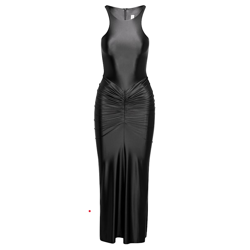 Women's Dione Maxi Dress Black, Sleeveless High Neck, Cocktail Party Wear, Medium - Delfi Collective