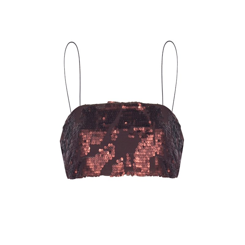Thumbnail of Disco Bralette - Chocolate Sequinned image