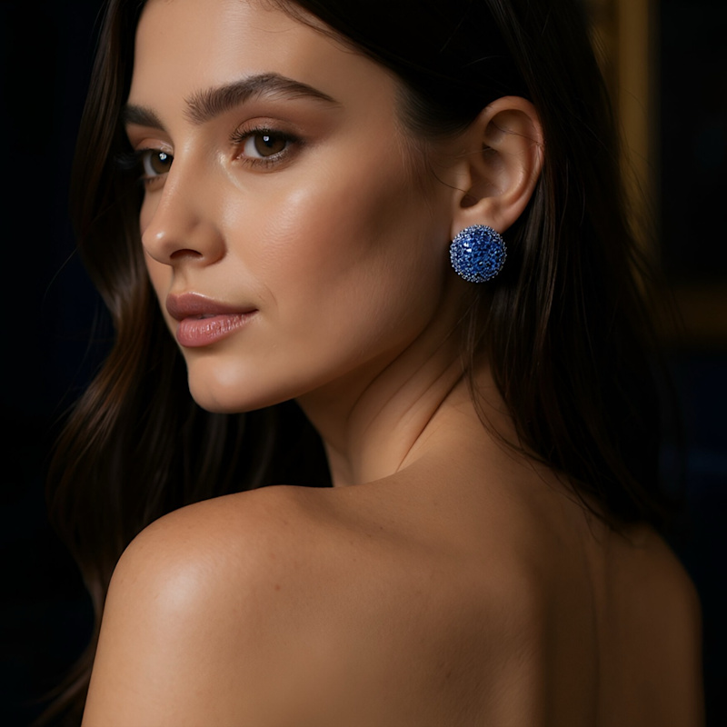 Thumbnail of Disco Pebble Earrings Sapphire Blue image