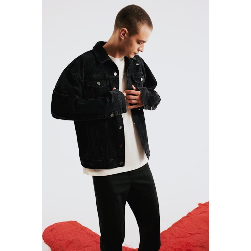 Thumbnail of Distressed Denim Jacket - Black image