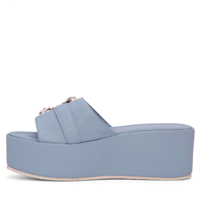 Thumbnail of Dita Baby Blue Leather Slide Mule Espadrille Sandal Comfortable & Elegant For Work & Evening & Party Sandal image