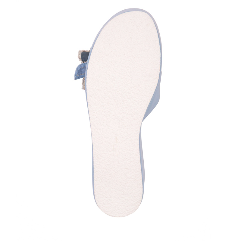 Thumbnail of Dita Baby Blue Leather Slide Mule Espadrille Sandal Comfortable & Elegant For Work & Evening & Party Sandal image