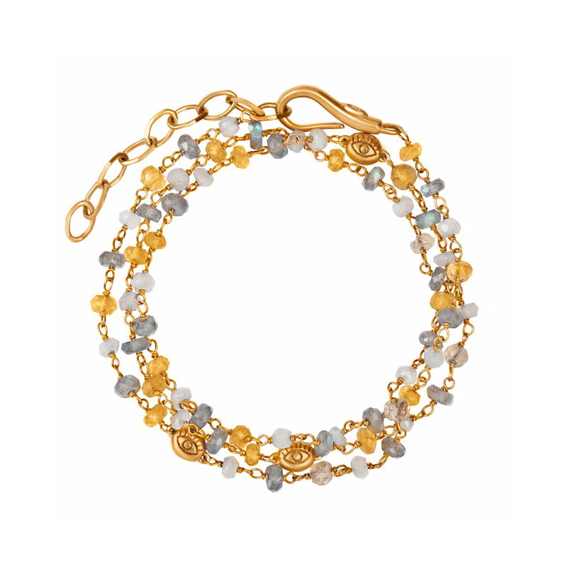 Thumbnail of Citrine Labradorite Moonstone Wrap Bracelet – Abundance & Energy Gemstone Jewelry – Divine Happiness image