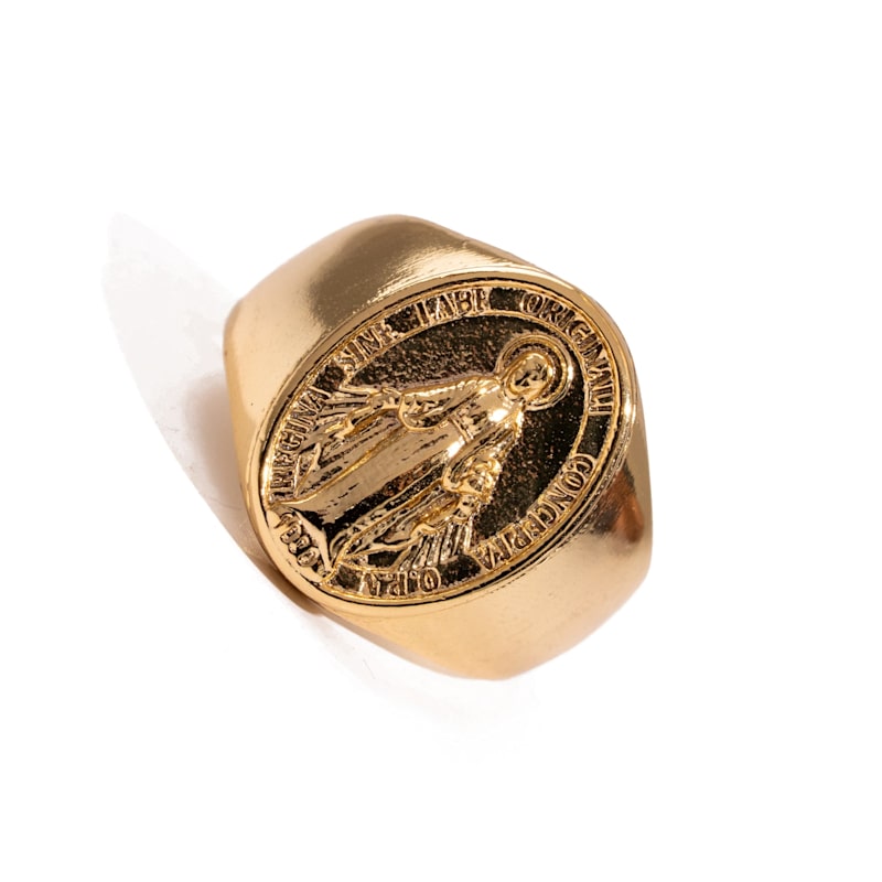 Thumbnail of Divine Protection Virgin Mary Gold Vermeil Ring - Gold image