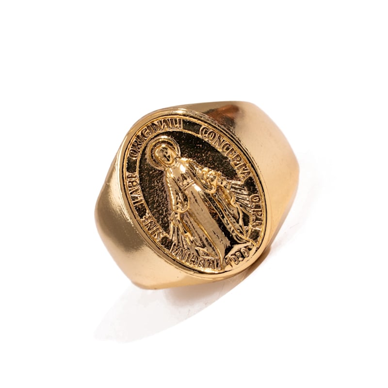Thumbnail of Divine Protection Virgin Mary Gold Vermeil Ring - Gold image