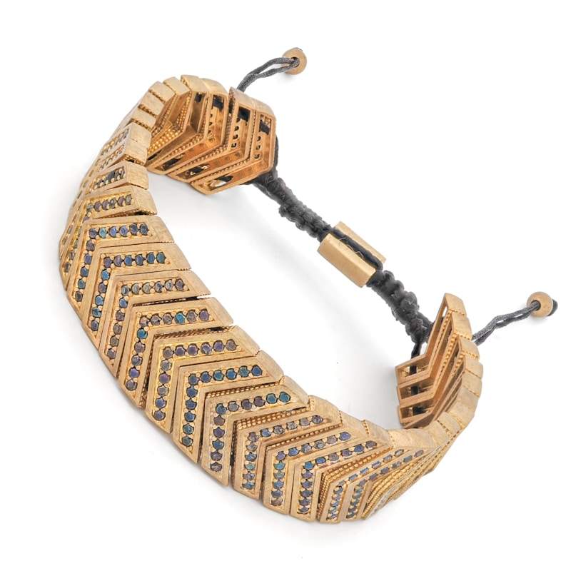 Thumbnail of Divine Shield Black Zircon Gold Rope Unisex Bracelet - Gold image
