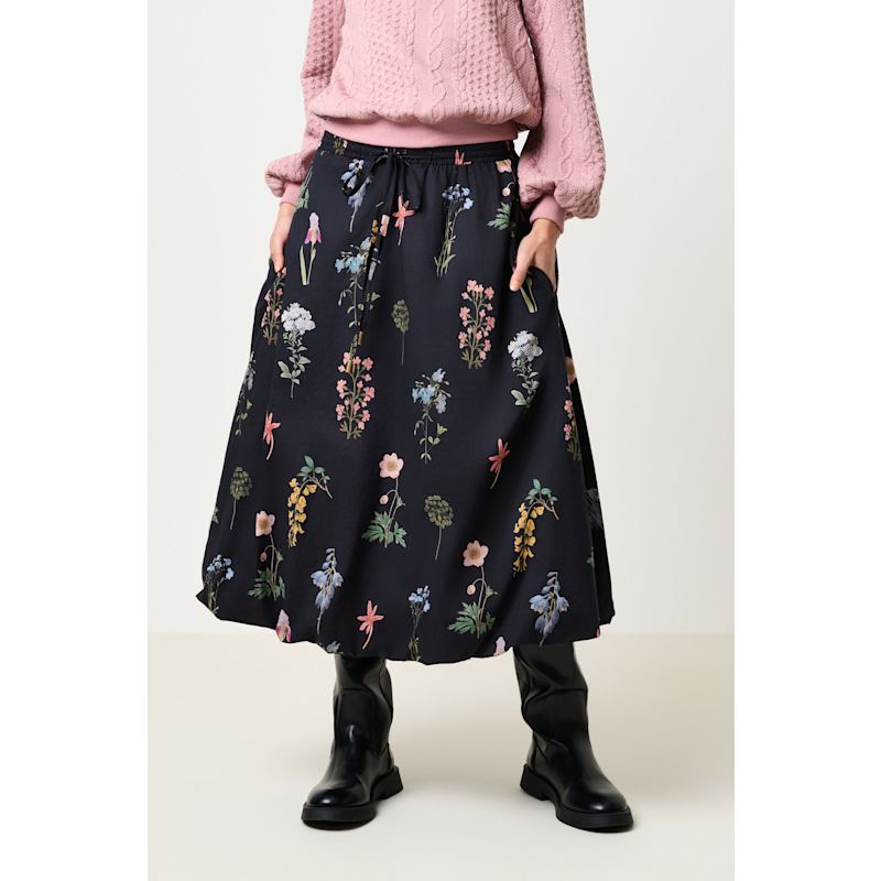Thumbnail of Dixie Flower Press Print Balloon Hem Midi Skirt - Multi image
