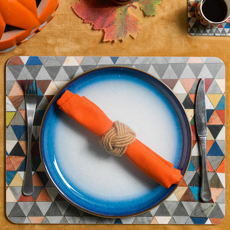 Thumbnail of Large Placemats Set Of Six In Mosaic Boho Chic Harlequin Range. Heat Resistant Melamine. image