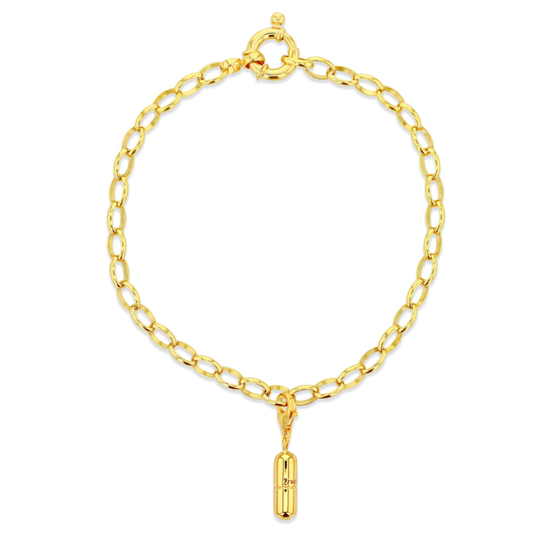 Thumbnail of 18Kt Gold Plated Belcher Bracelet With Mini Razor Blade Charm image
