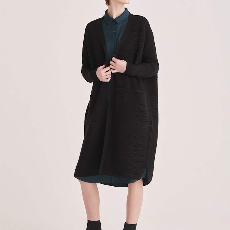 Thumbnail of Paisie Longline Ribbed Cardigan In Black image