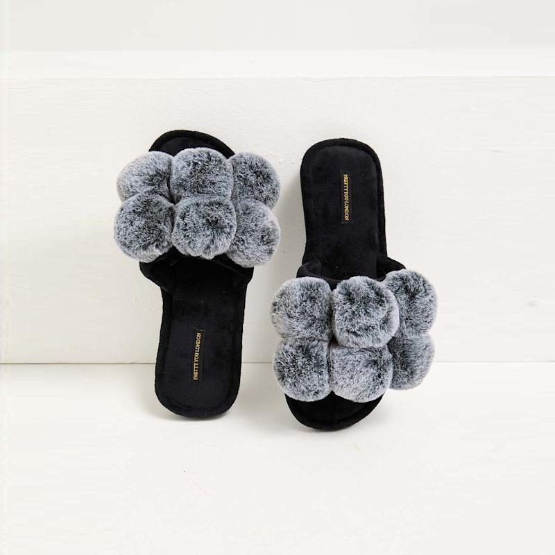 Thumbnail of Dolly Fun Pom Slider Slippers In Black image