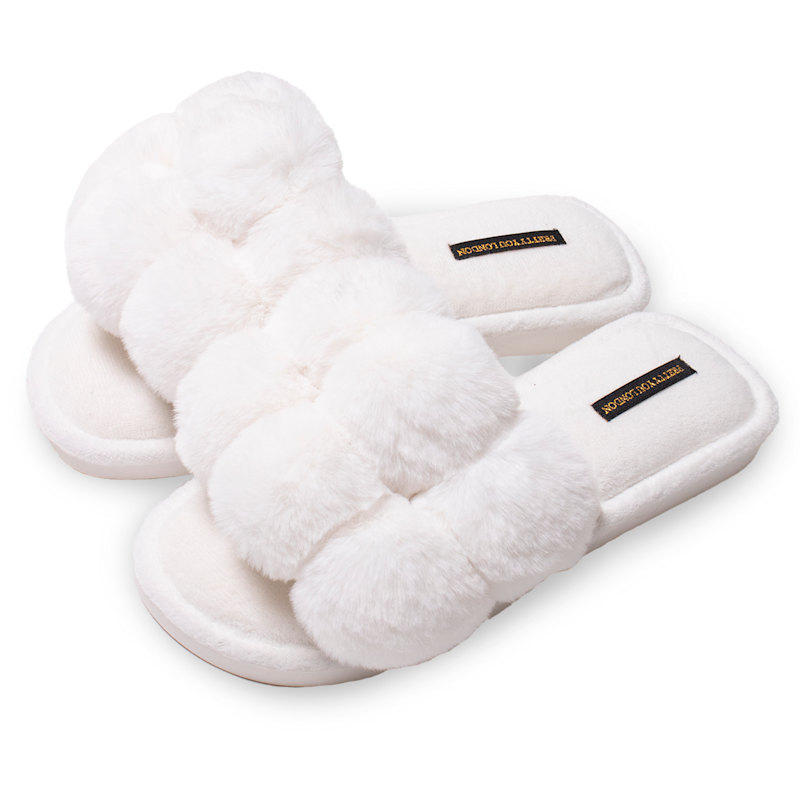 Thumbnail of Dolly Fun Pom Slider Slippers In White image