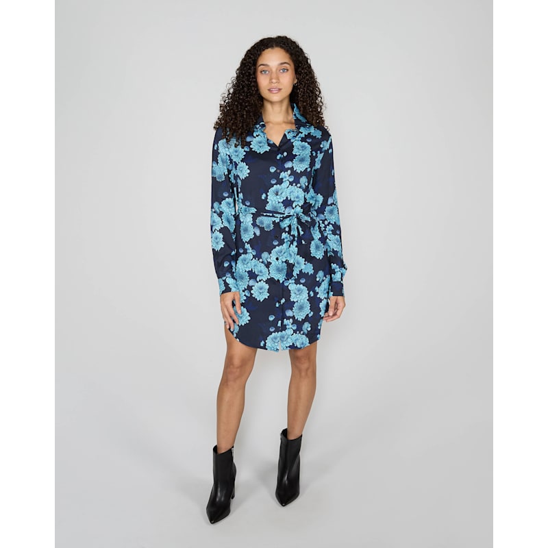 Thumbnail of Dorethy Serious Floral Shirt Dress - Navy image