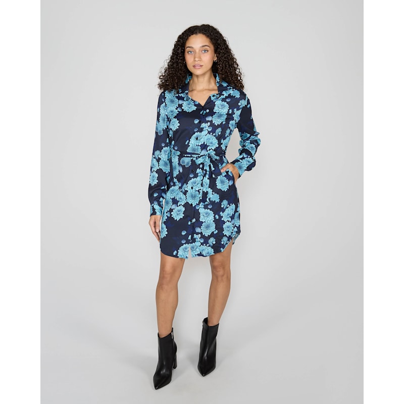 Thumbnail of Dorethy Serious Floral Shirt Dress - Navy image