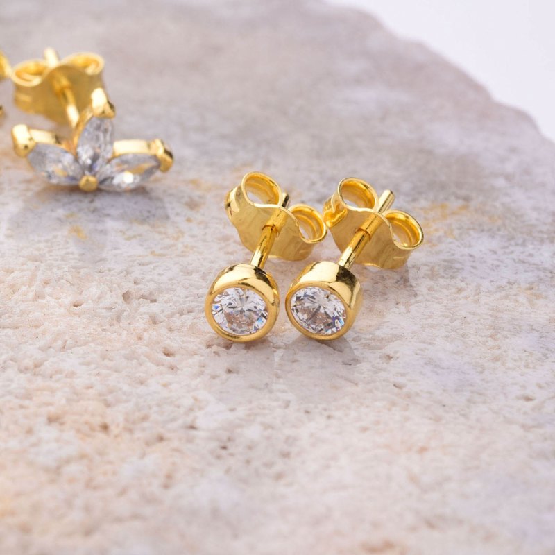 Thumbnail of Dot Stud Earrings Gold Plated Sterling Silver image