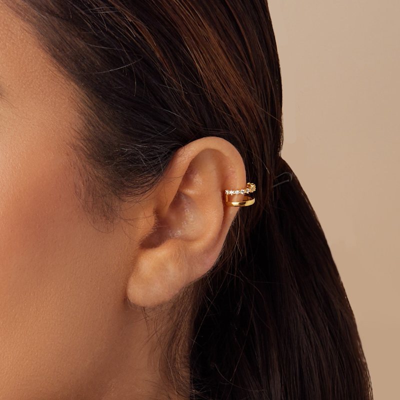 Thumbnail of Double Bling Ear Cuff Silver image