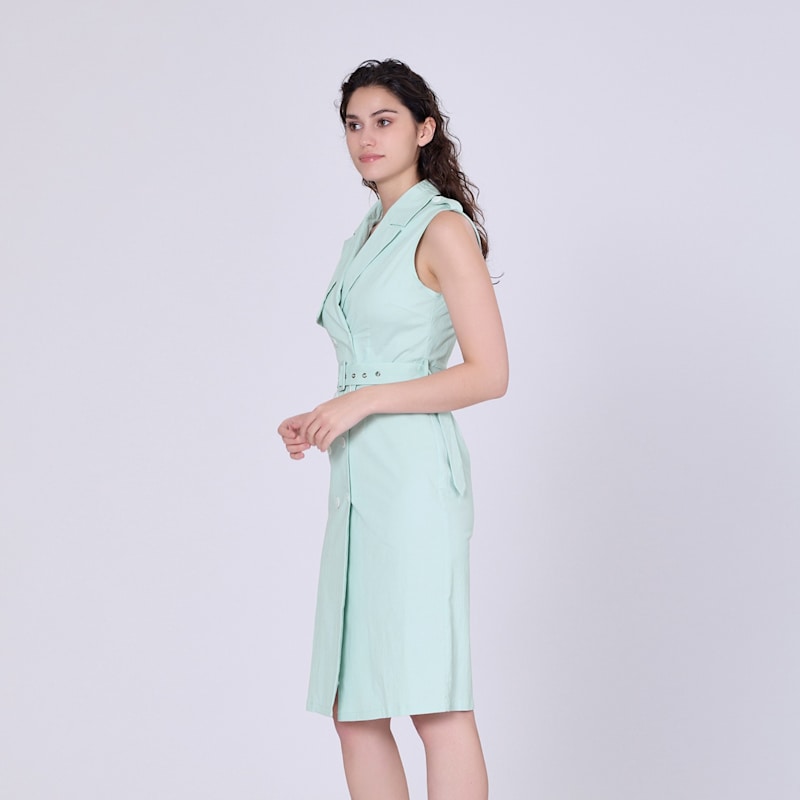 Thumbnail of Double Breasted Trench Style Sleeveless Dress - Mint image