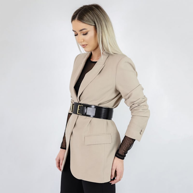 Black Double Buckle Wide Belt | Haute Cuir | Wolf & Badger