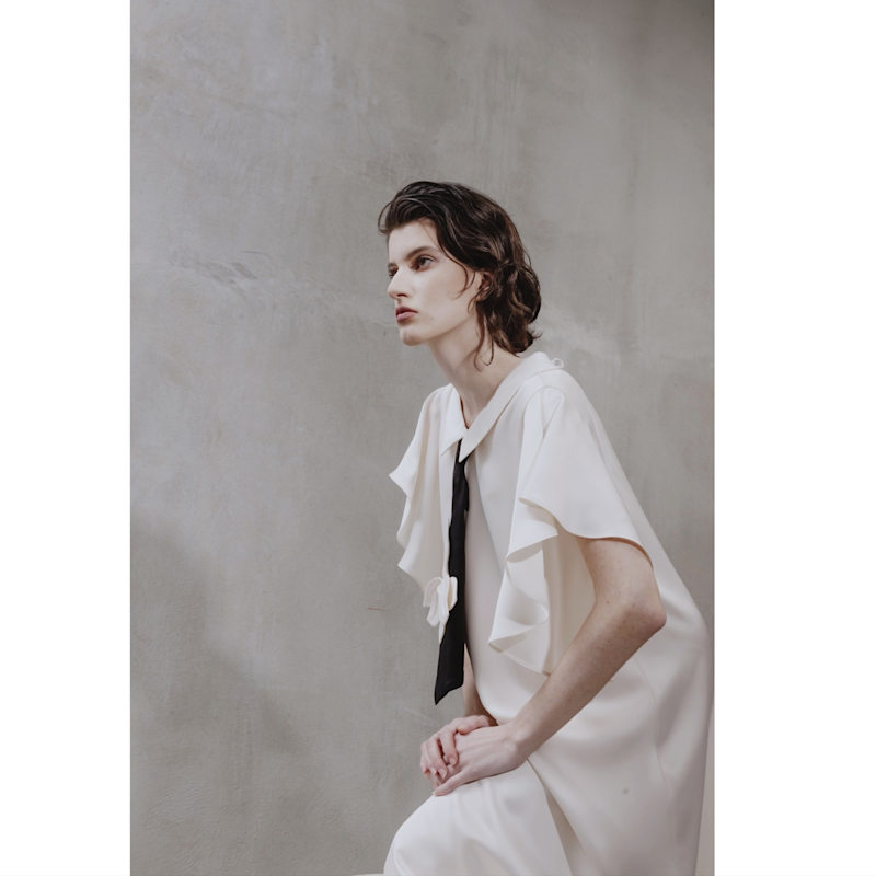 satin midi dress ivory Karen Millen Satin Contrast Detail Woven Midi Dress in Ivory