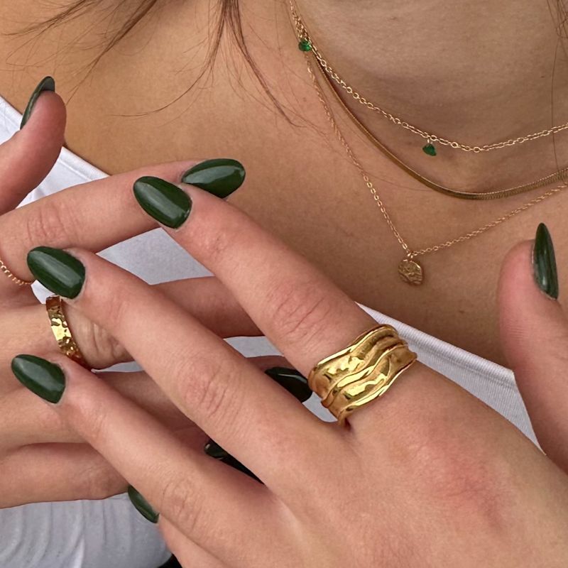 Thumbnail of Double Play Gold Waterproof Statement Ring image