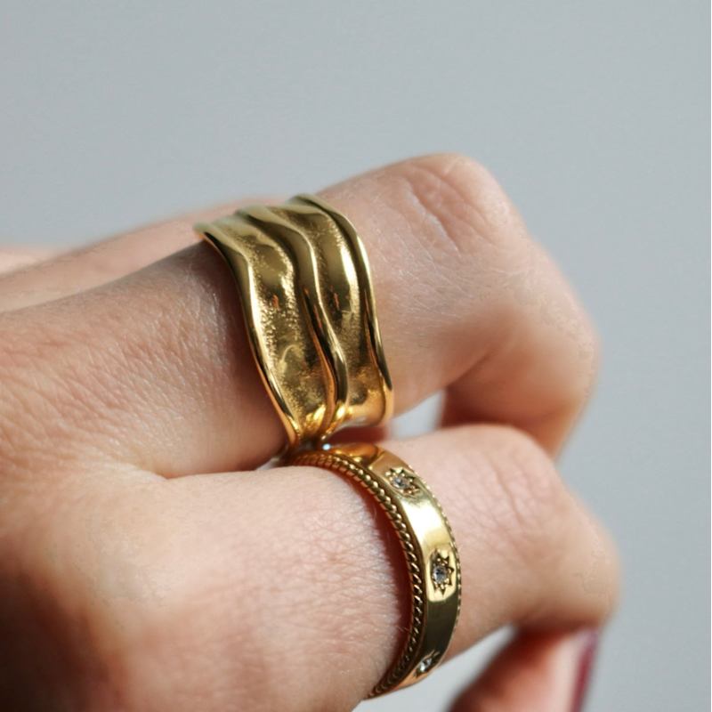 Thumbnail of Double Play Gold Waterproof Statement Ring image