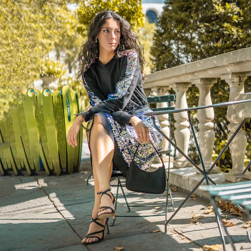 Thumbnail of Black Sweatshirt With Double-Sided Multicolor Sequined Sleeves image