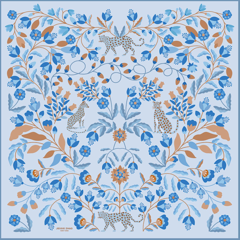 Thumbnail of Double Sided Silk Scarf Of Pink Blossom Jungle image