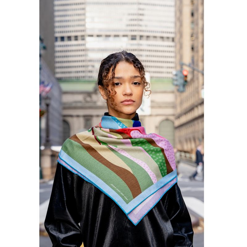 Double Sided Wool Silk Scarf Of Ocean Breeze | Jessie Zhao New