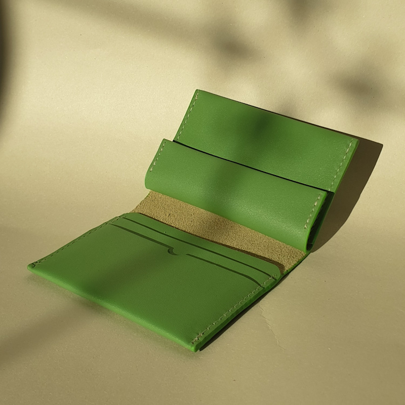 Thumbnail of Handmade Leather Coin & Card Wallet - Sea Green image