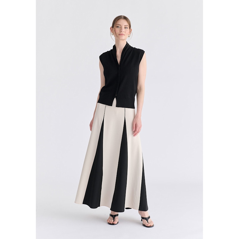 Thumbnail of Draped Collar Knit Waistcoat In Black image