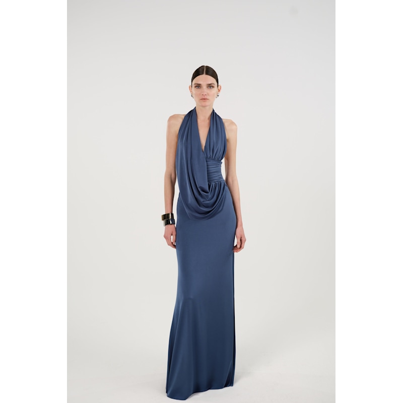 Thumbnail of Draped Halter Neck Maxi Dress image