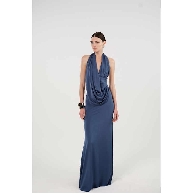 Thumbnail of Draped Halter Neck Maxi Dress image