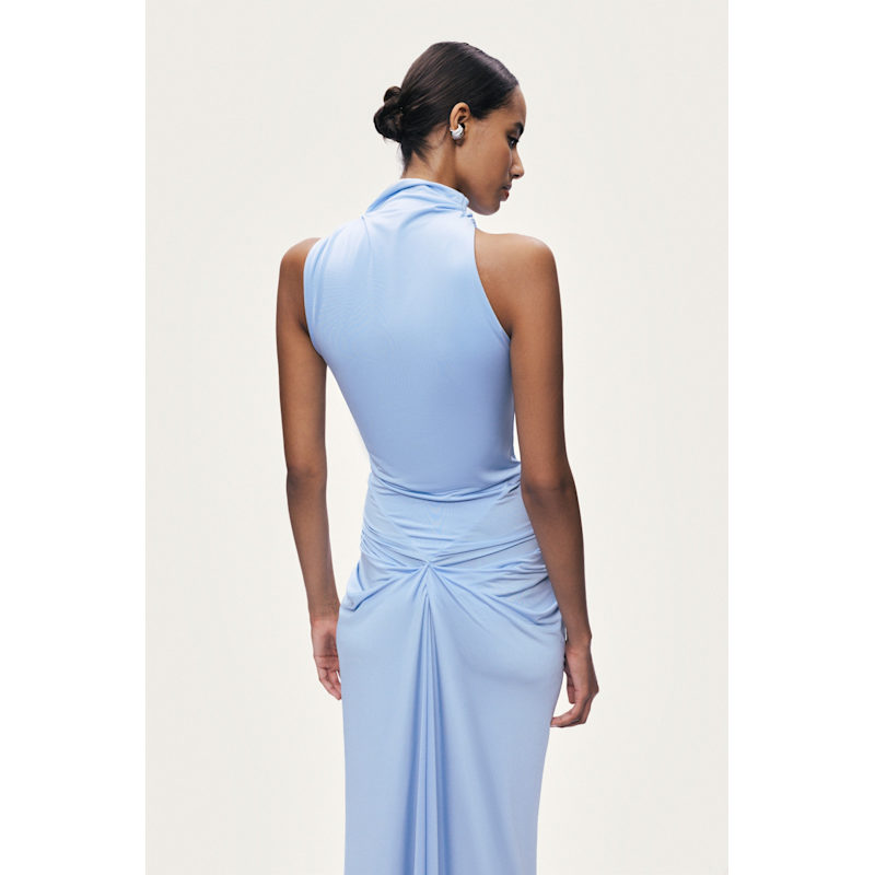 Thumbnail of Draped Halter Neck Ruched Maxi Dress image