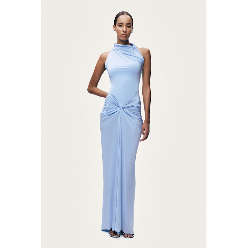 Thumbnail of Draped Halter Neck Ruched Maxi Dress image