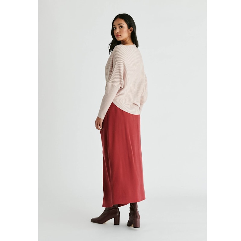 Thumbnail of Draped Knitted Jumper In Blush image
