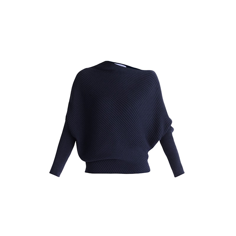 Thumbnail of Draped Knitted Jumper In Navy image