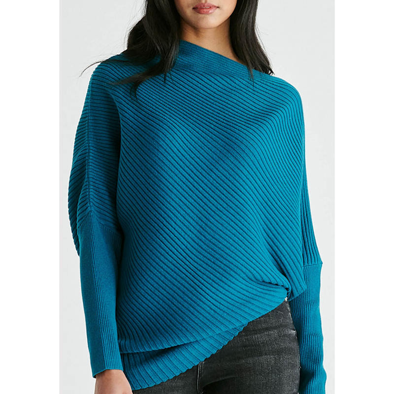 Thumbnail of Draped Knitted Jumper In Ocean Blue image