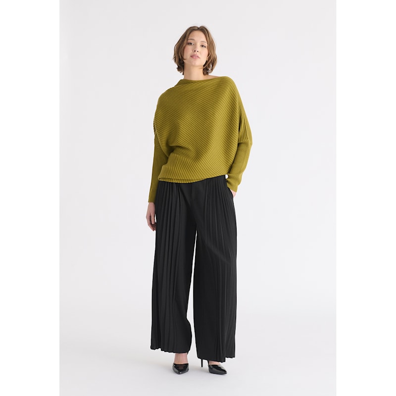Thumbnail of Draped Knitted Jumper In Olive image