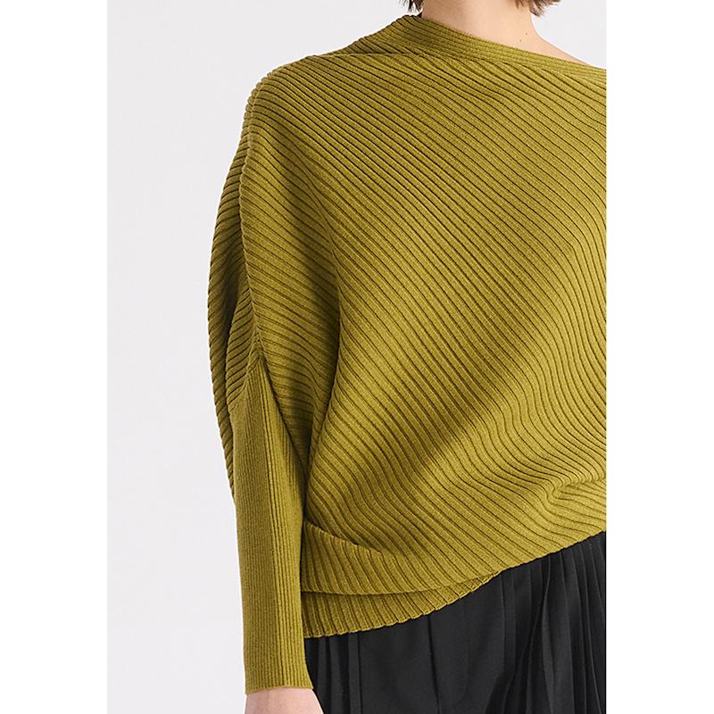 Thumbnail of Draped Knitted Jumper In Olive image