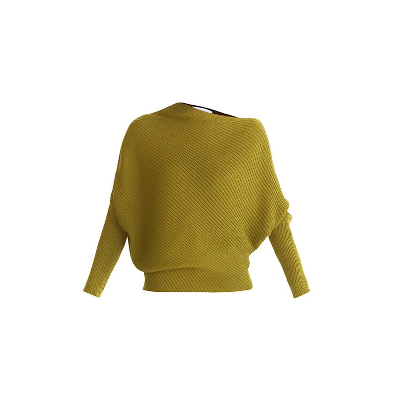 Thumbnail of Draped Knitted Jumper In Olive image