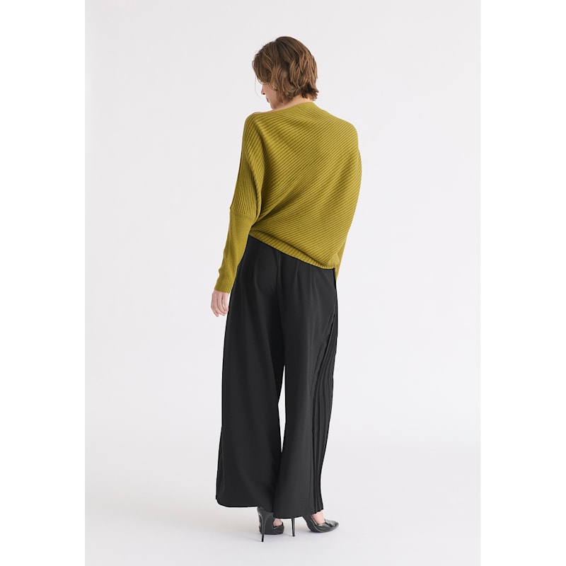 Thumbnail of Draped Knitted Jumper In Olive image