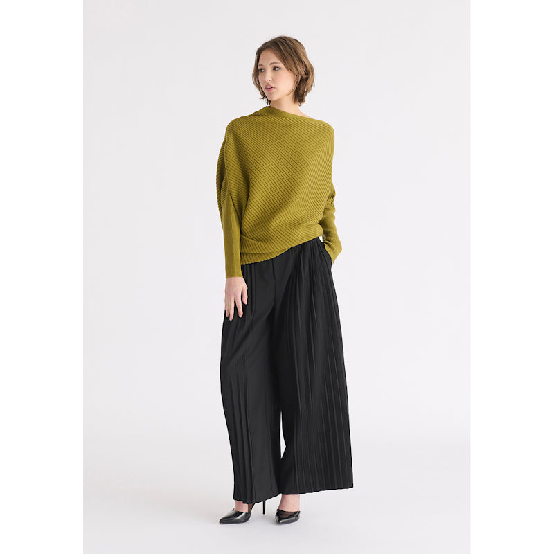 Thumbnail of Draped Knitted Jumper In Olive image